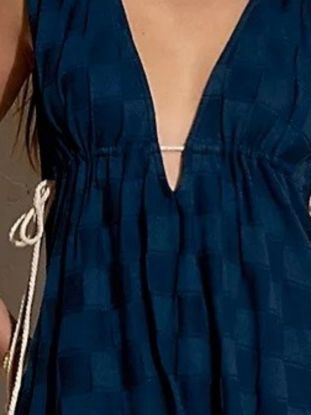 Free People Tidebreaker Midi Deep Navy V-Neck Summer Dress GORGEOUS Nwt